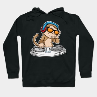 Monkey as DJ with Headphones & Mixing desk Hoodie